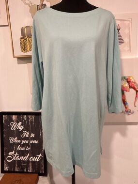 J. Jill Light Aqua Blue Long Sleeve Tunic Top